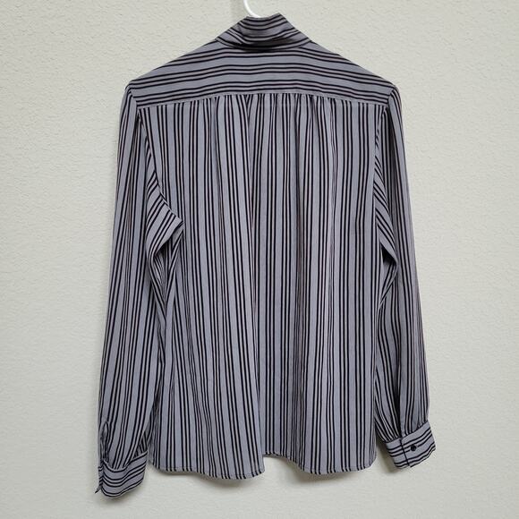 Vintage Blouse Nordstrom Womens Large 80s Vertical Stripe Office Business Casual - Picture 2 of 13